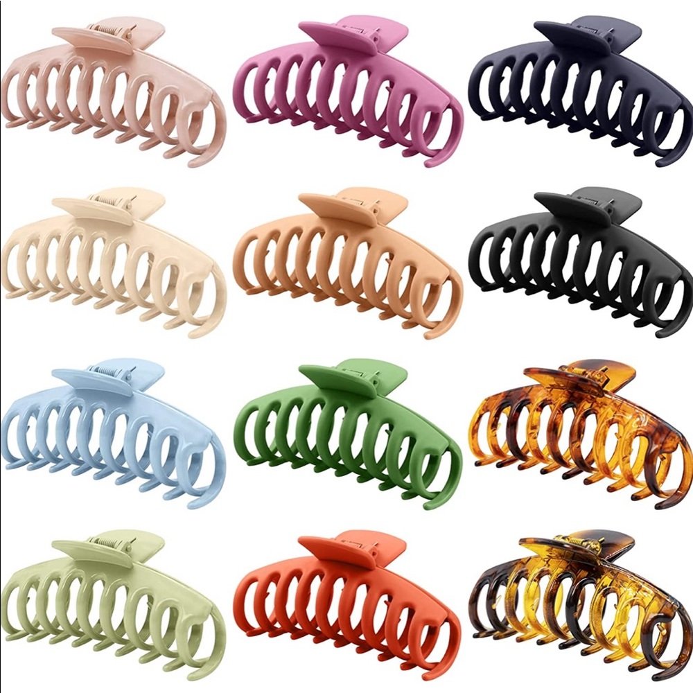 12 Large Hair Claw Clips